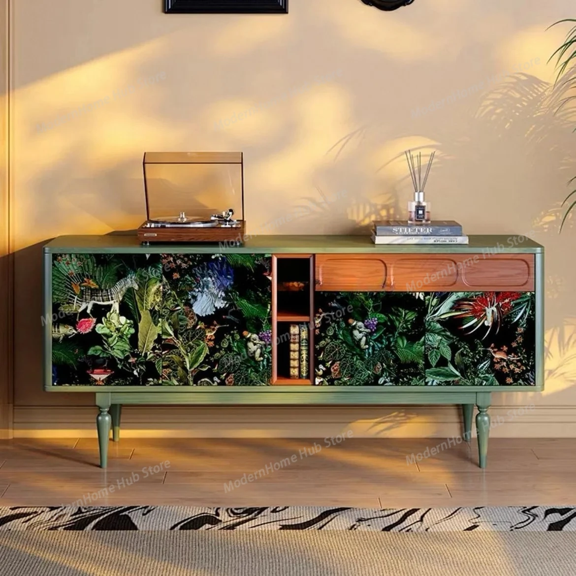 French retro living room sideboard entryway console table designer storage cabinet mid-century modern two-tone side cabinet