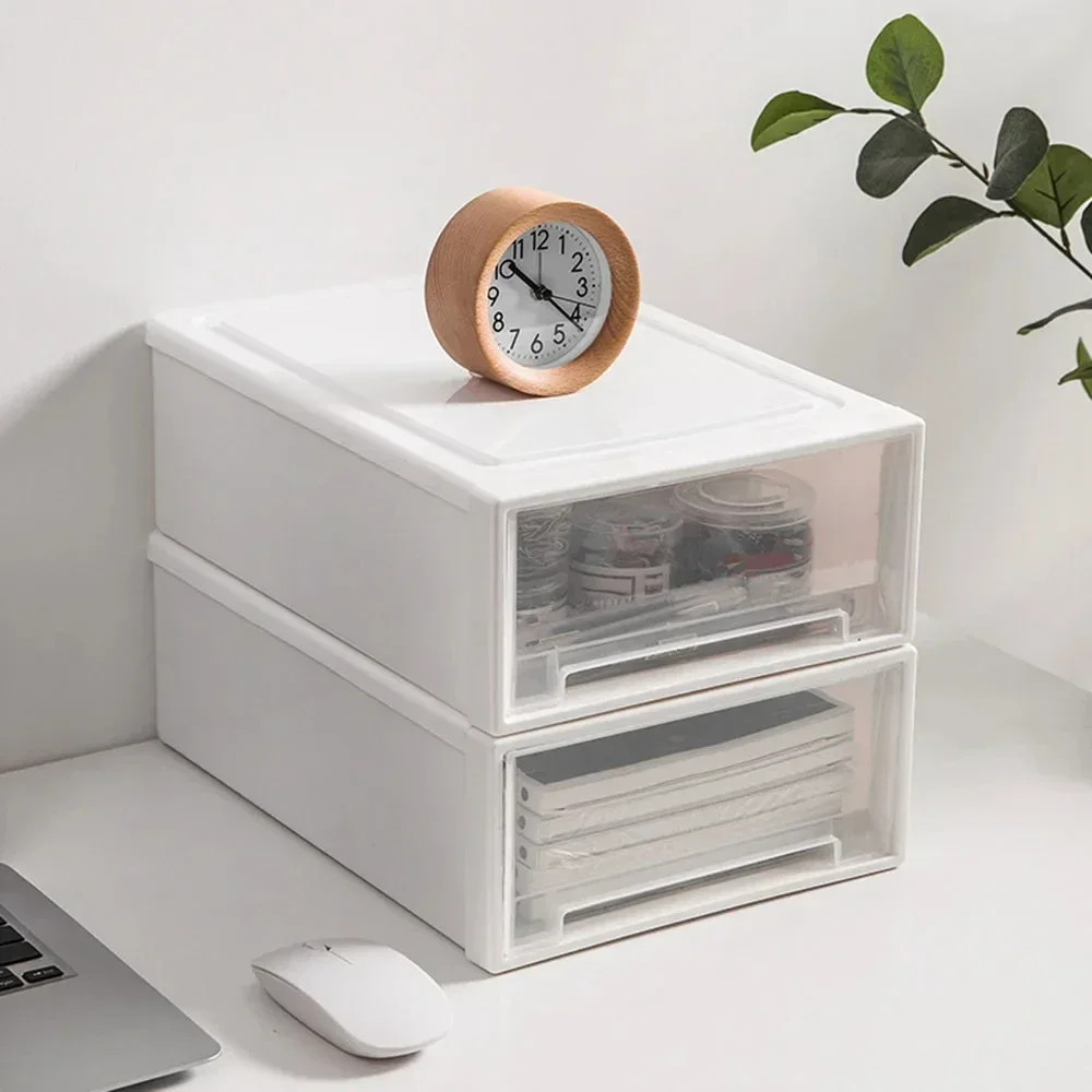 Stackable office storage box, white cosmetic drawer, jewelry container, plastic adjustable box