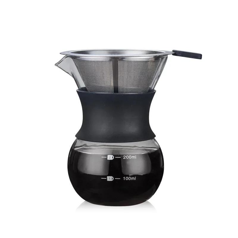 Imagen 6: Cafetera Manual de vidrio reutilizable, cafetera de acero inoxidable con filtro de goteo duradero, 200/400ml