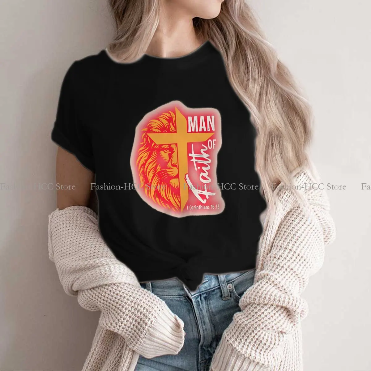 Relaxed Fit O Neck Polyester TShirt Lion Basic T Shirt Woman's Clothes Individuality