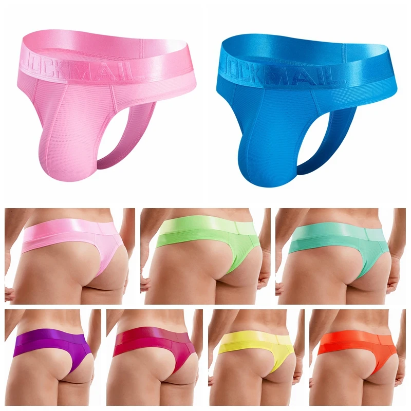 Sexy Underwear Men Thongs Jockstrap Male Panties Penis Pouch String Cuecas Gay Sissy Bikini Hombre Lingerie Ice Silk Transparent