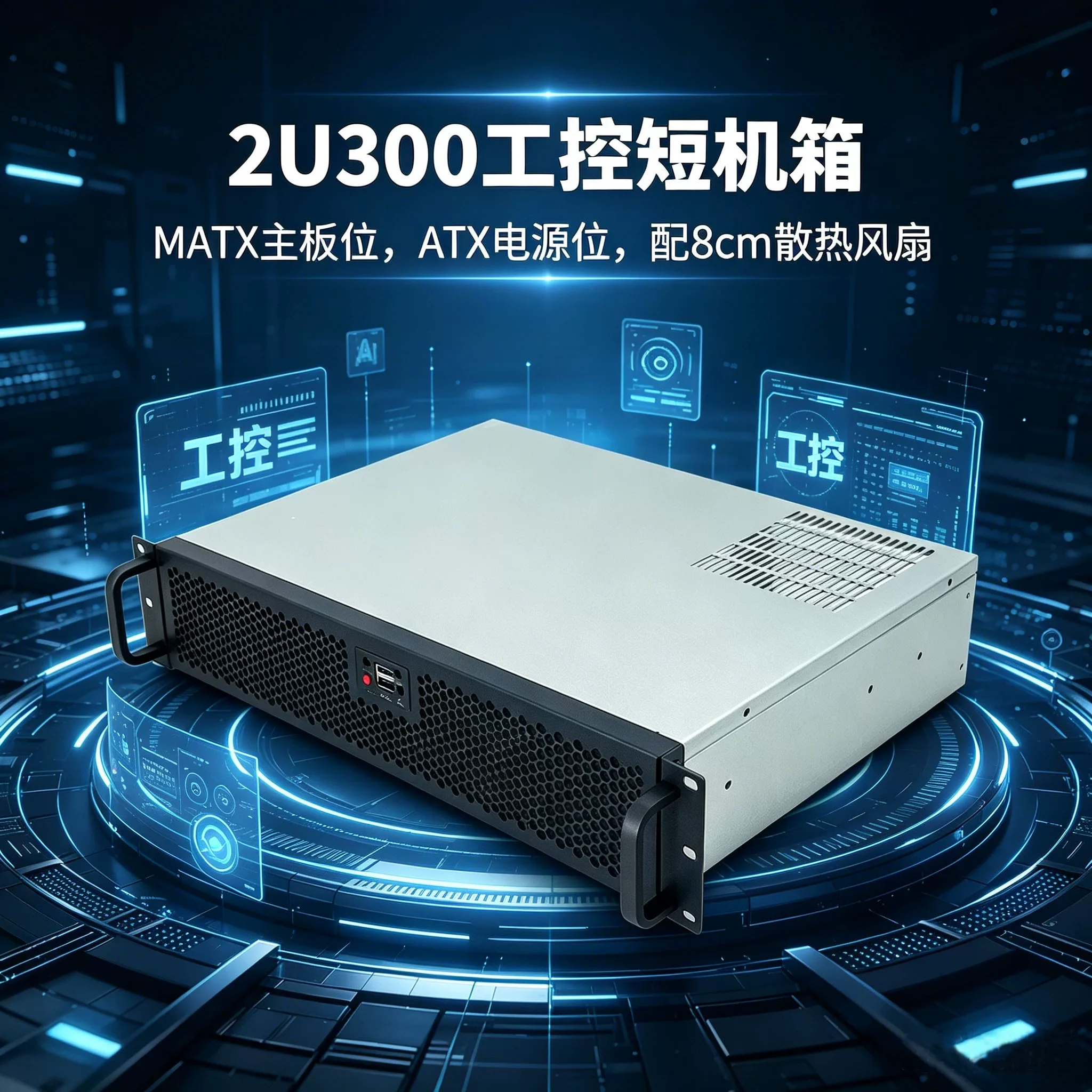 19Inch 300MM Depth 2U ATX Rack Mount Server Chassis with Two 8cm Fans  dsf21gdfh