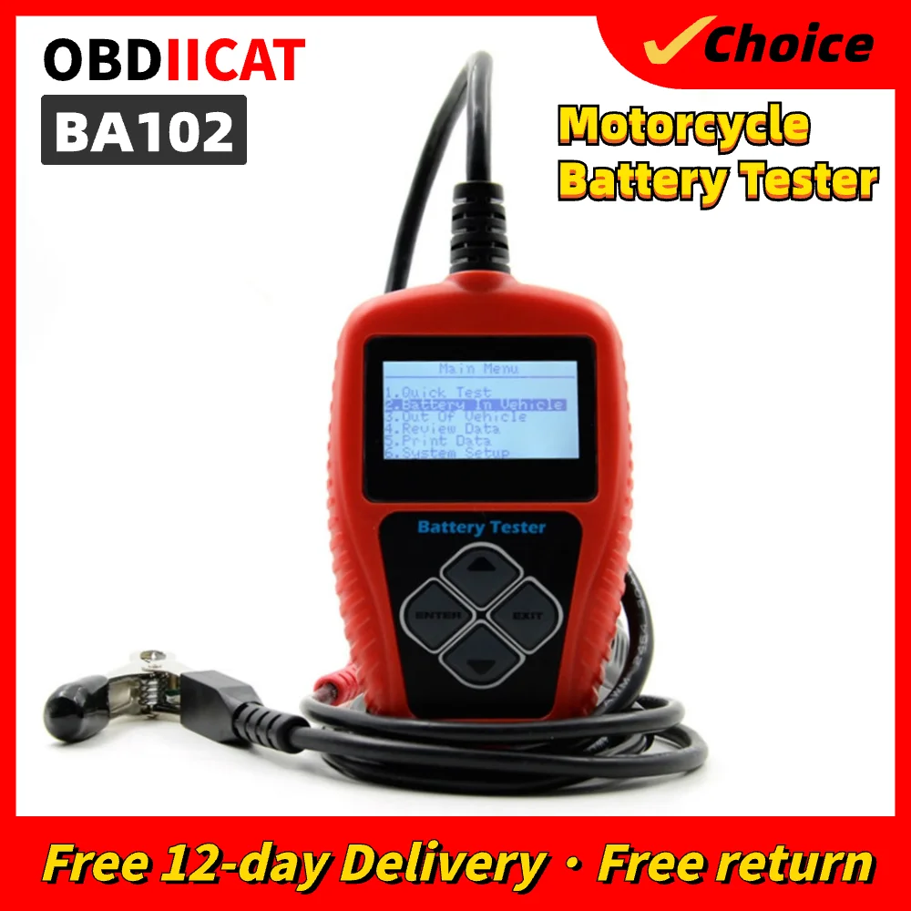 

QUICKLYNKS BA102 12V Battery Analyzer Tester Directly Detect Bad Car Cell Battery ba102 Motorcycle Battery Tester