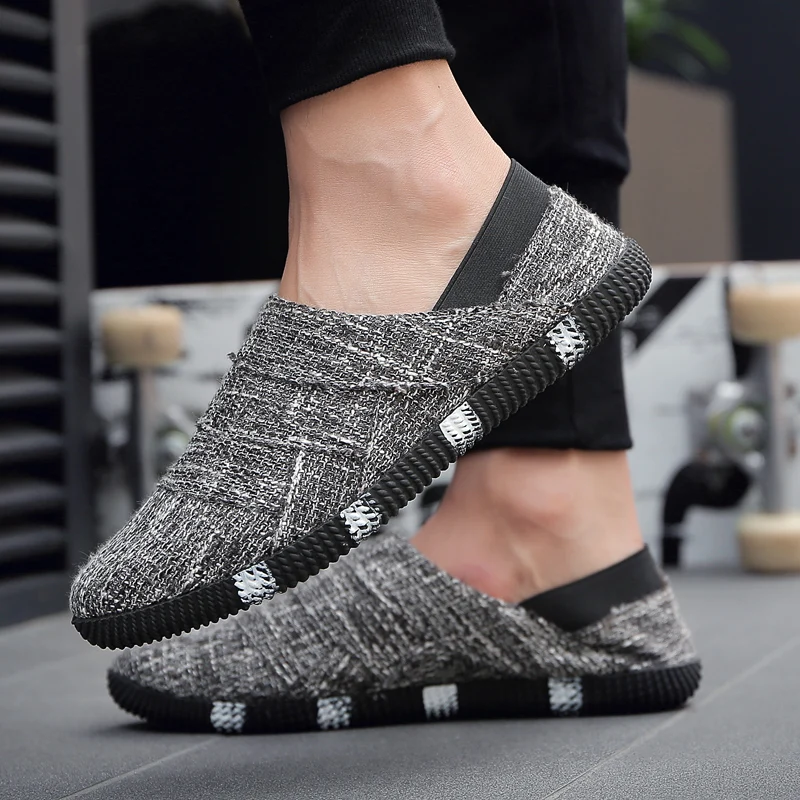 Summer Urban Leisure Knit Loafers Mens Breath Stretch Cloth Non Slip Cushion Insole Outdoor Walking Shoe view 3