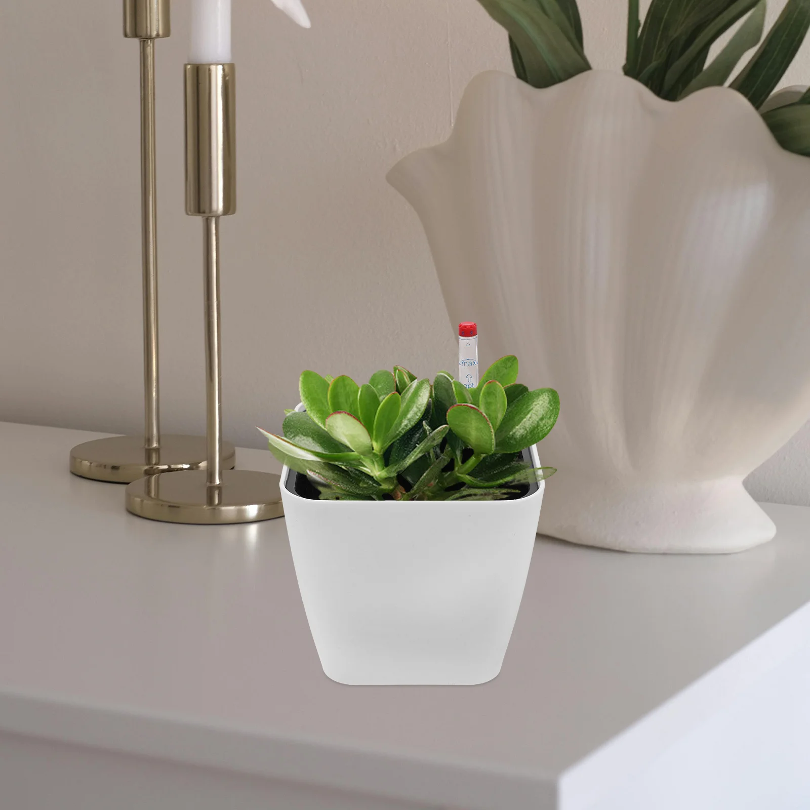 

Self Watering Planter Box White Automatic Hydrophilic Pot For Indoor Plants High Drainage Windowsill Garden Lazy Planting