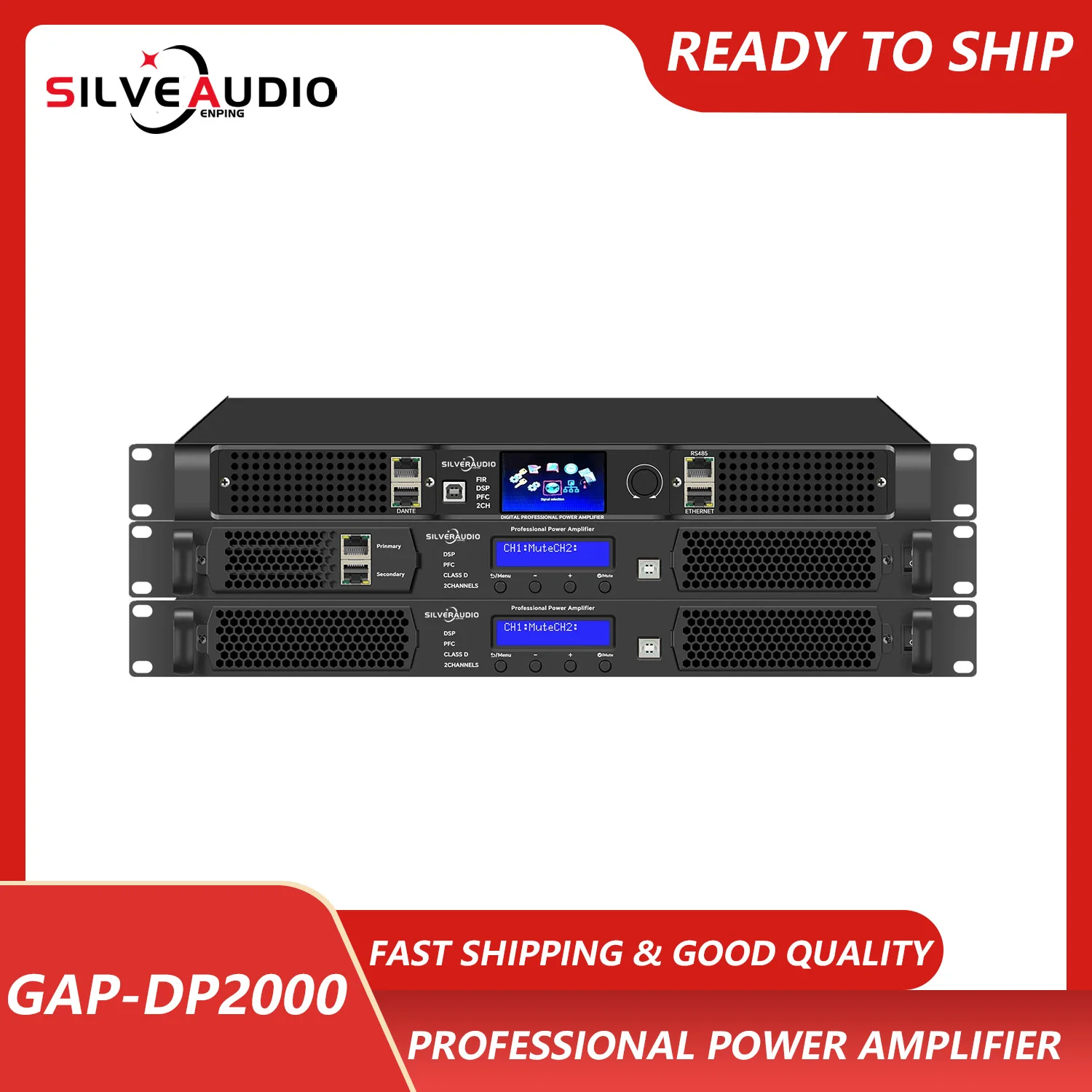 GAP-DP2000 Dsp Power Amplifier With Dante ProcessorFor Stage Conference Performance