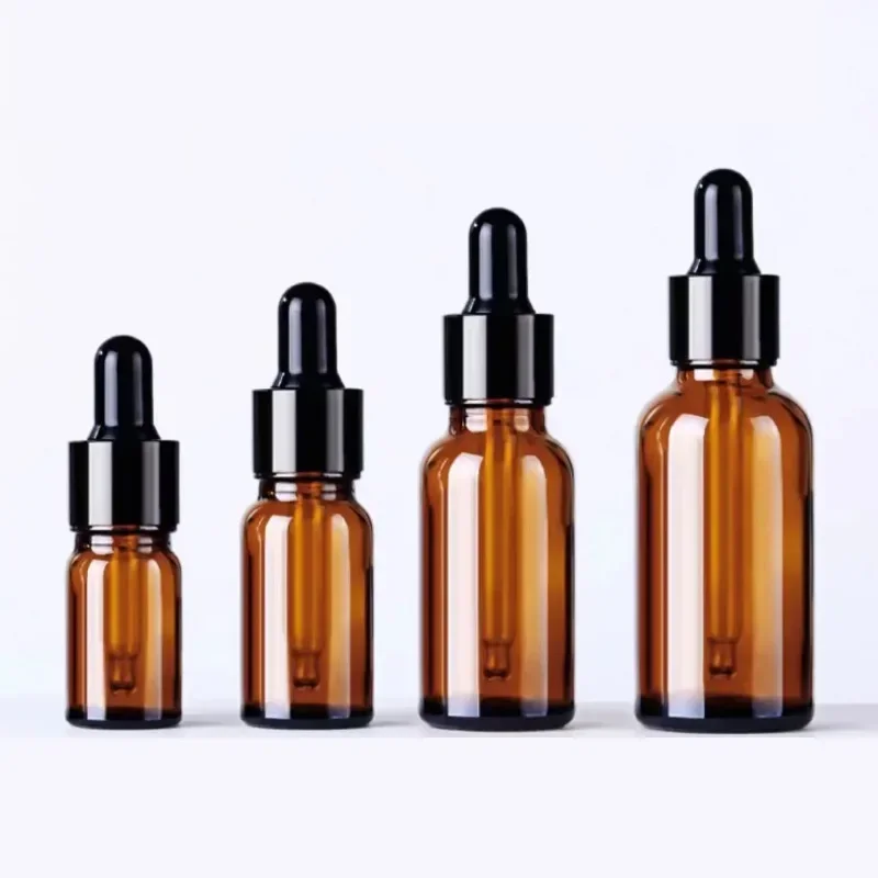 Dropper Bottles 5ml-100ml Reagent Eye Drop Amber Glass Aromatherapy Liquid Pipette Bottle Refillable Bottles Travel