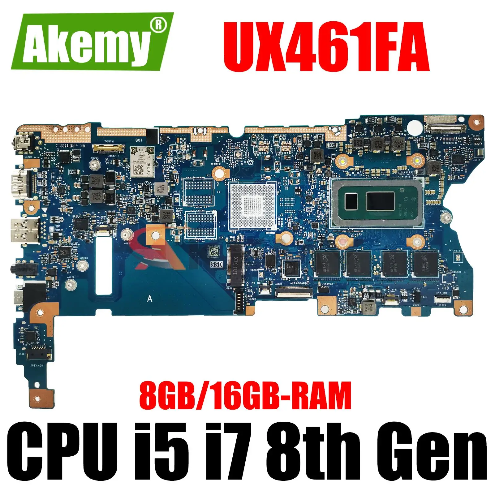 

UX461FA Mainboard For ASUS Zenbook UX461FN UX461FA UX461F UX461 Laptop Motherboard With I7-8565U I5-8265U 8G-16GB-RAM 100%