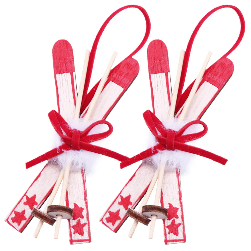 

2Pcs Christmas Tree Hanging Pendant Small Wooden Sleigh Rustic Decoration Xmas Holiday Tree Ornament Wall Hanging