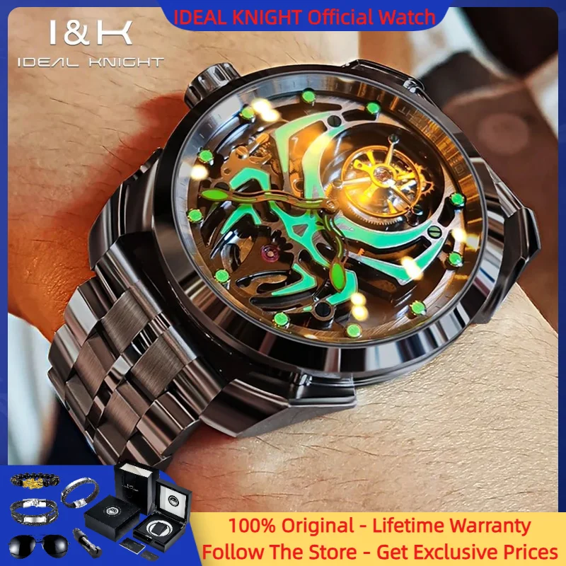 

IDEAL KNIGHT 6802 Men Tourbillon Watch Luxury Limited Edition Spider Luminous Hollow Watch High Men Automatic Mechanical Watch
