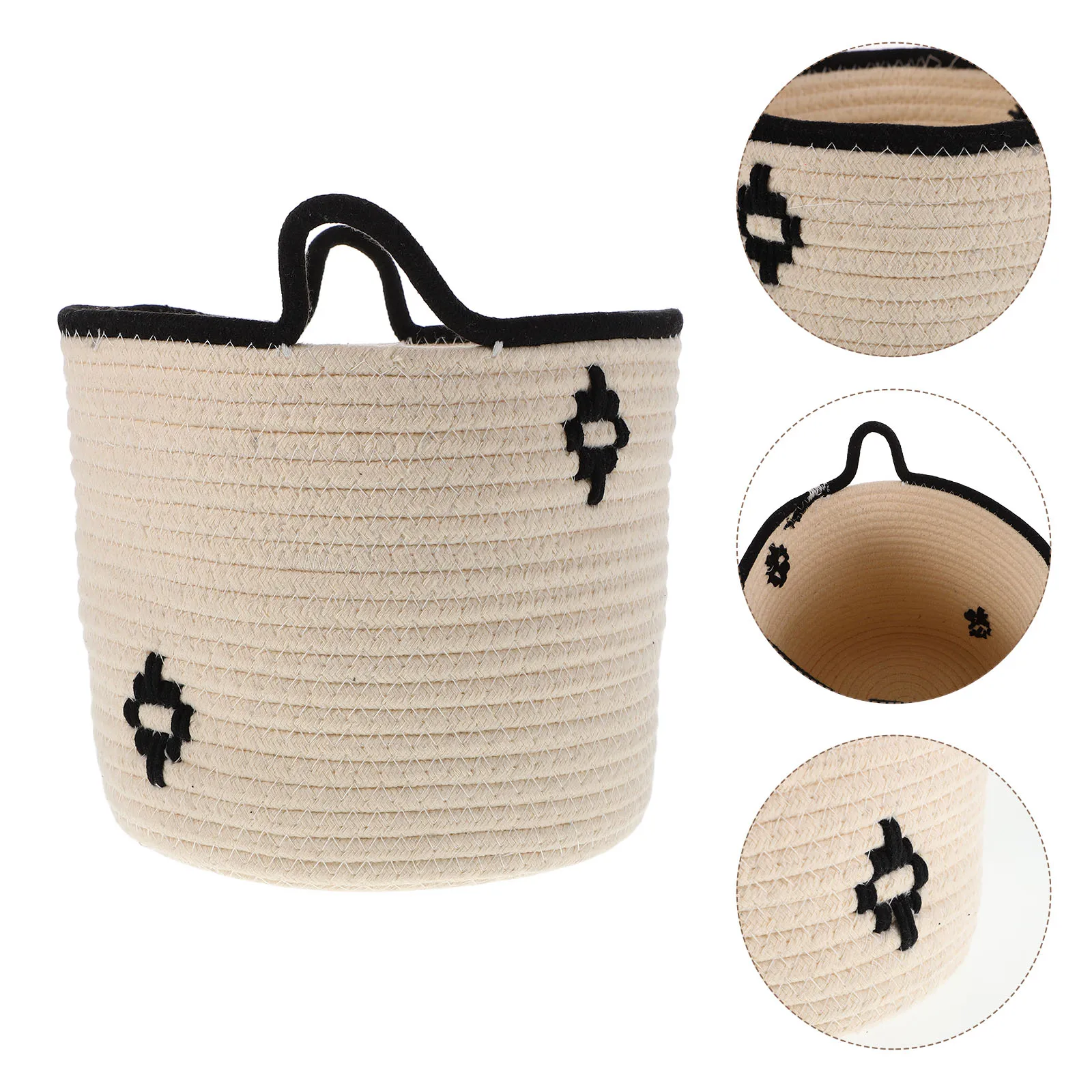 

Storage Basket Cotton Rope Desktop Snack Organizer Sundries Baskets for Blankets Dirty Clothes Beige Boho Nursery Hamper