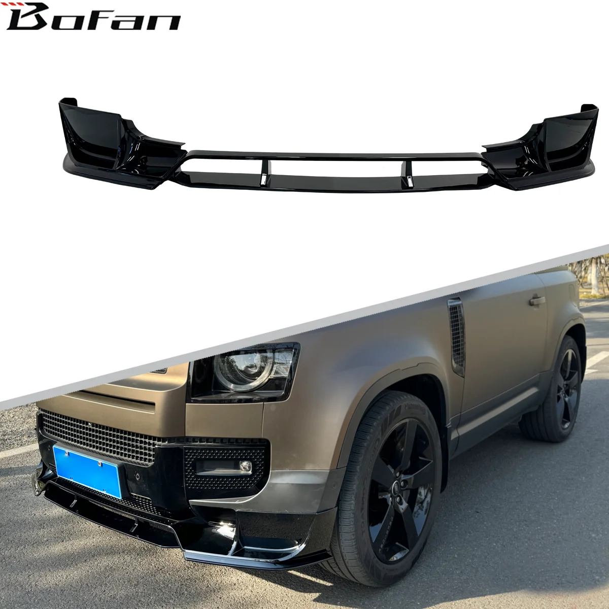 Car Bumpers For Land Rover New Defender Glossy Black Mansory Style Front Bumper Lip Car Front Bumper Lip Splitter