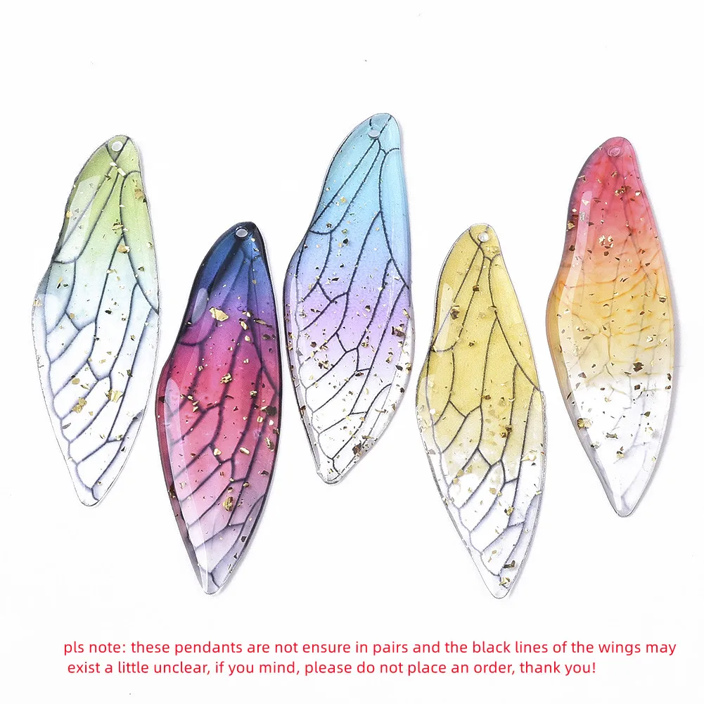 50Pcs Transparent Resin Wings Pendants Simulated Insect Butterfly Charm For Women Earring Necklace DIY Jewelry Making