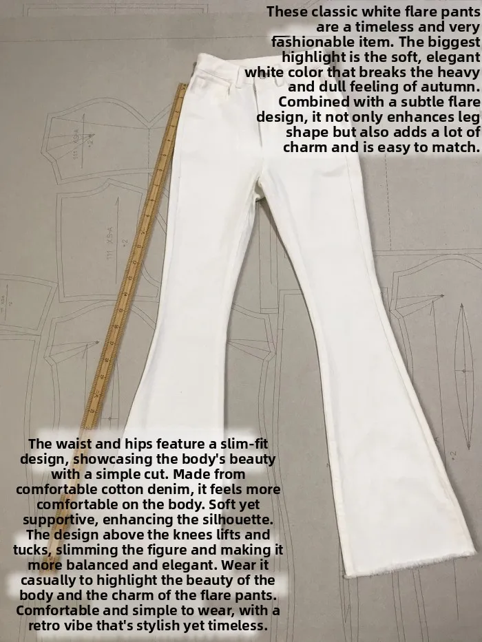 

High Waist Bell Bot Jeans Elastic Waisand Cotton Stretch Denim High Rise Flared Pants Ankle Length Tapered Slim Fit Jeans