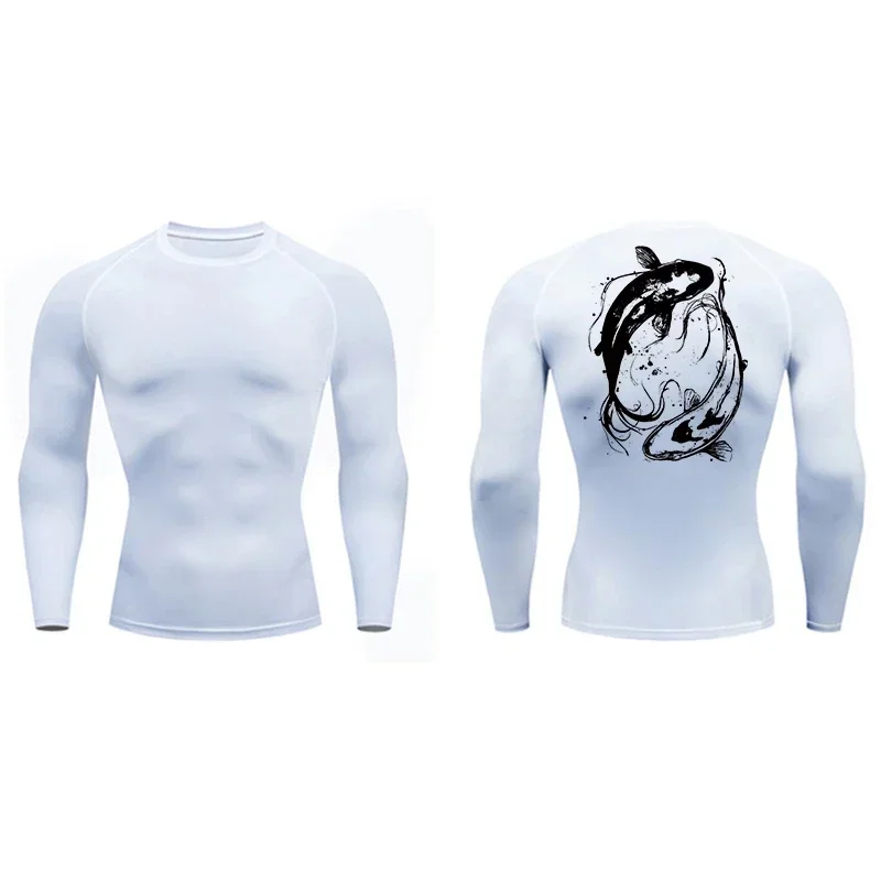 

Dragon Blossom Print Compression Shirt for Men Athletic Quick Dry T-shirts Gym Workout Running Tees Long Sleeve Tops Activewear