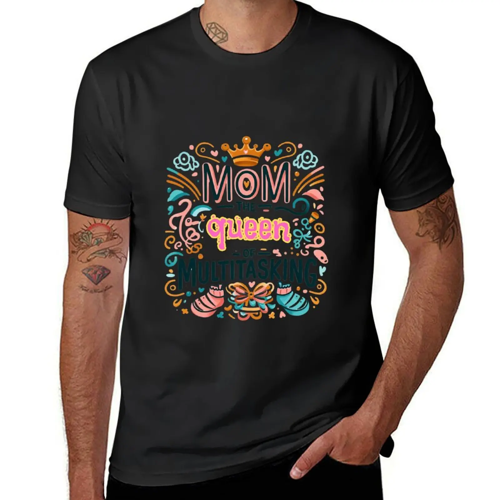 Mom The Queen Of Multitasking T-Shirt oversizeds Blouse oversized kawaii clothes mens graphic t-shirts