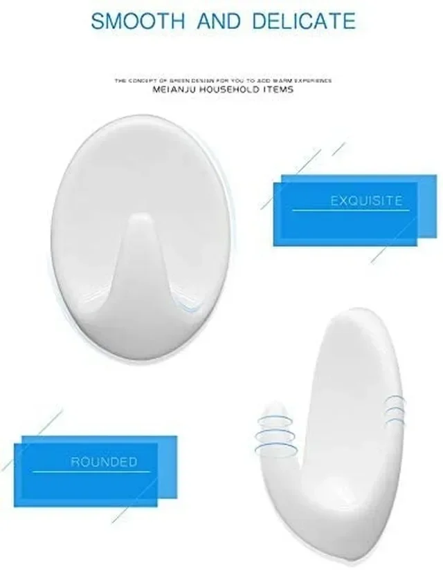 20/10pcsHook White Plastic Hook Kitchen Bathroom Sticky Holder Wall Door Hook White Plastic Oval Self Adhesive Hanger