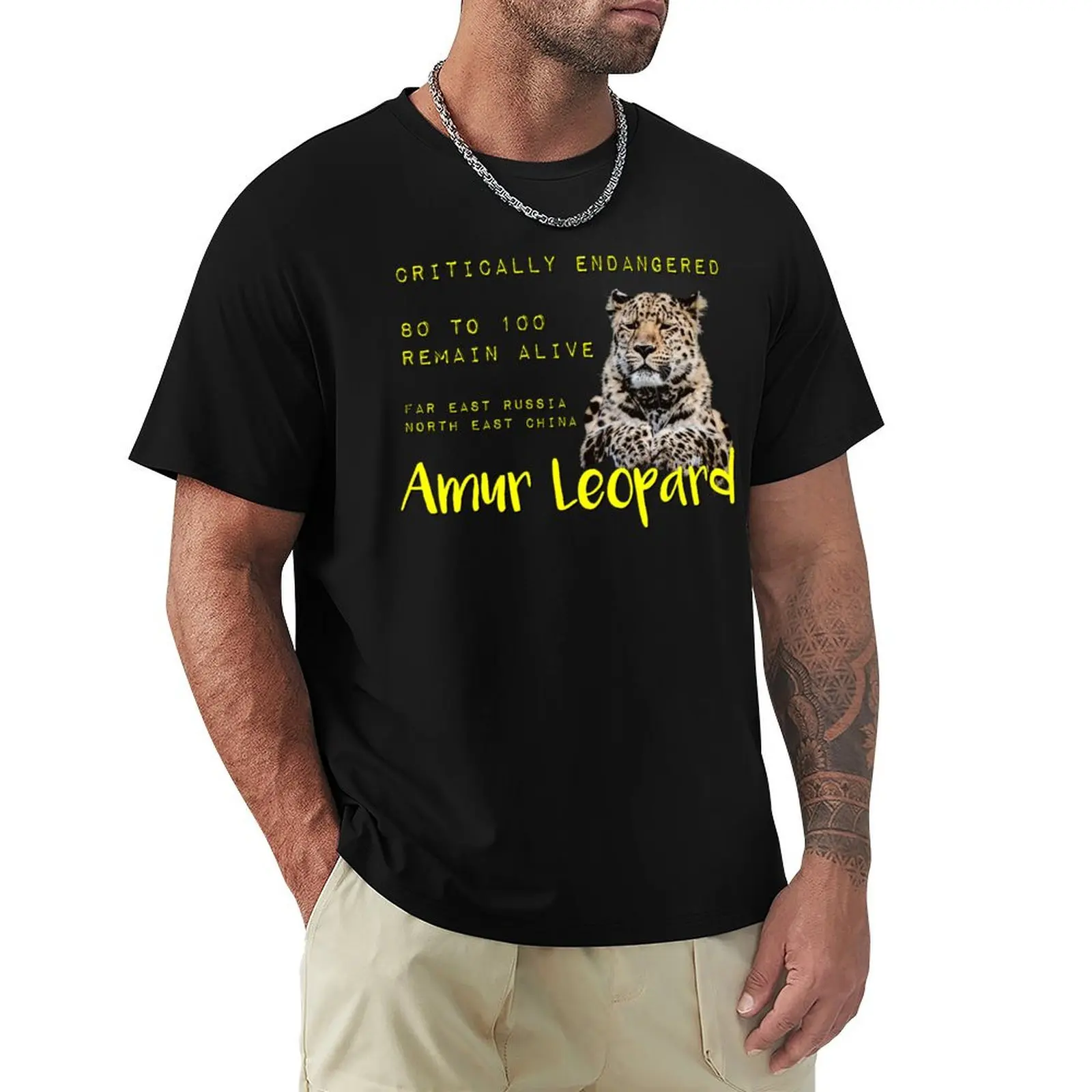 Critically Endangered Amur Leopard T-Shirt Urban Style Casual Short Sleeve Top