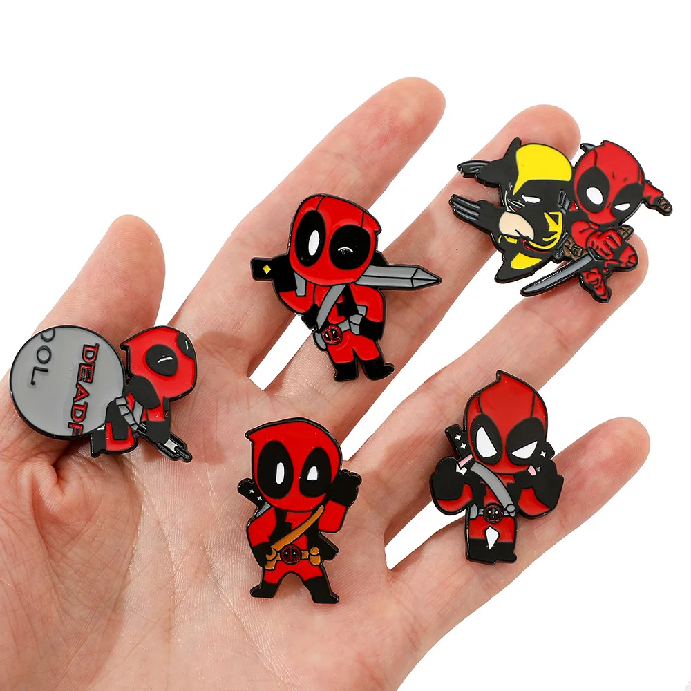 

Deadpool & Wolverine Marvel Anime Figure Alloy Metal Badge Clothing Brooch Decoration Bag Pin Accessory Children Toys Gifts