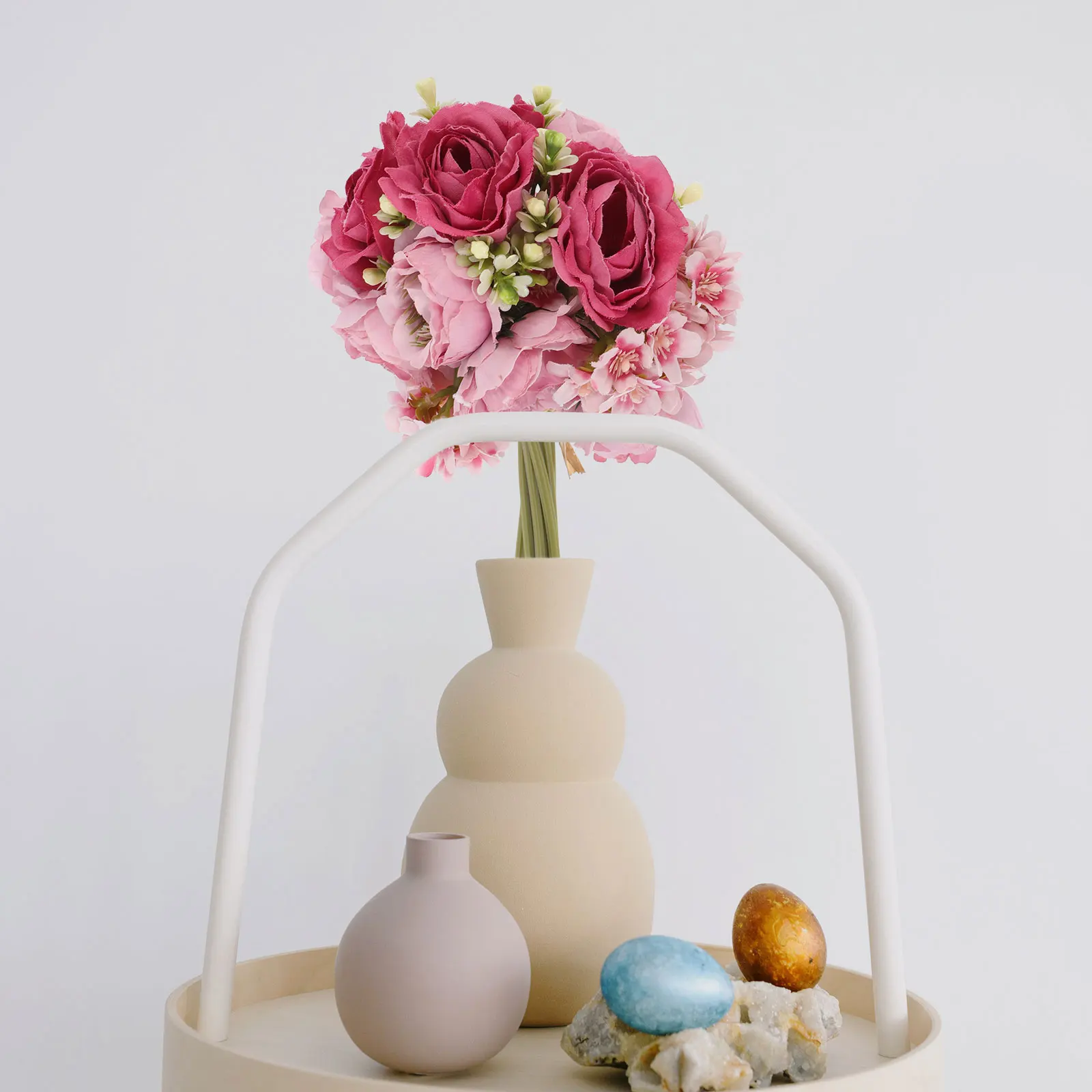 

Artificial Flowers Bouquet Plastic Bride Wedding Decor Home Floral Arrangement Banquet Holiday Realistic Long Life Simulated