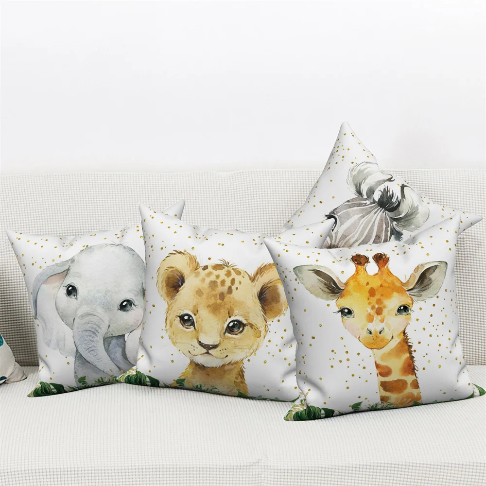 Cute Animal Sofa Decoration Cushion Cover Polyester Hold Pillowcase Living Room  Chair Car Home   30x50 Short plush material
