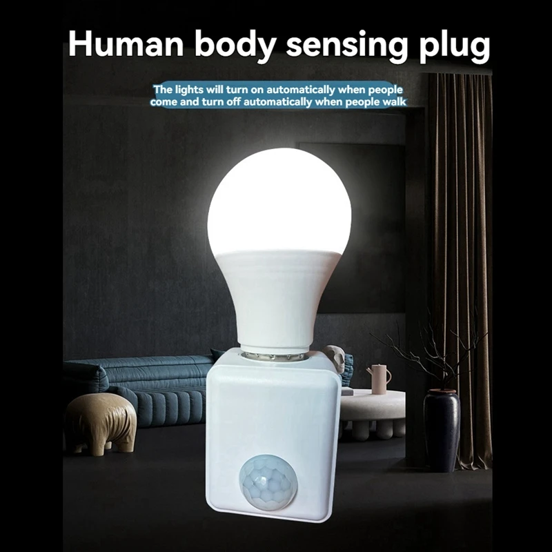 Motion Sensor Light Socket E27 Motion Detector Lamp Holder Socket Automatic Human Infrared Sensor Lamp Holder-AT36