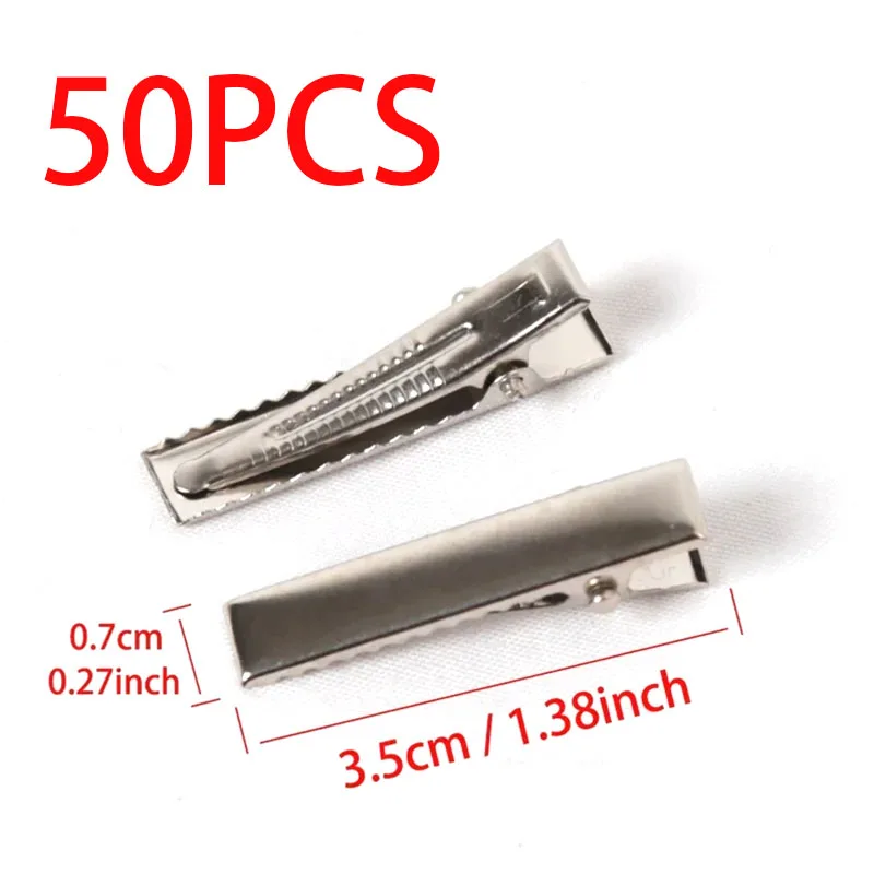50 Uds. Pinzas de Metal para el cabello, horquillas planas de pico de pato de hierro para joyería DIY, horquillas para el cabello, Clip de corbata para mujer, accesorios de herramientas de estilo de cabello