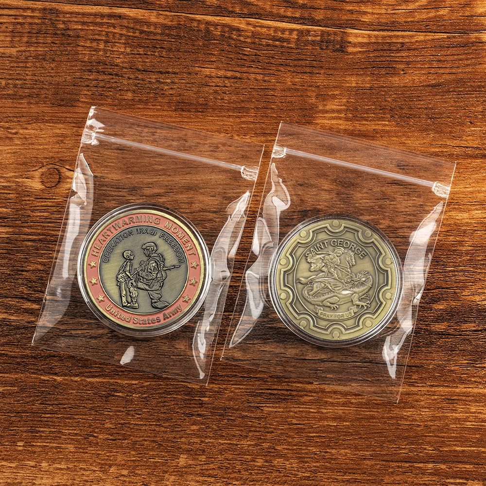 US Army Operation Iraqi Freedom Collectible Coin Copper Plated Pray for Us Saint George Souvenir Coins