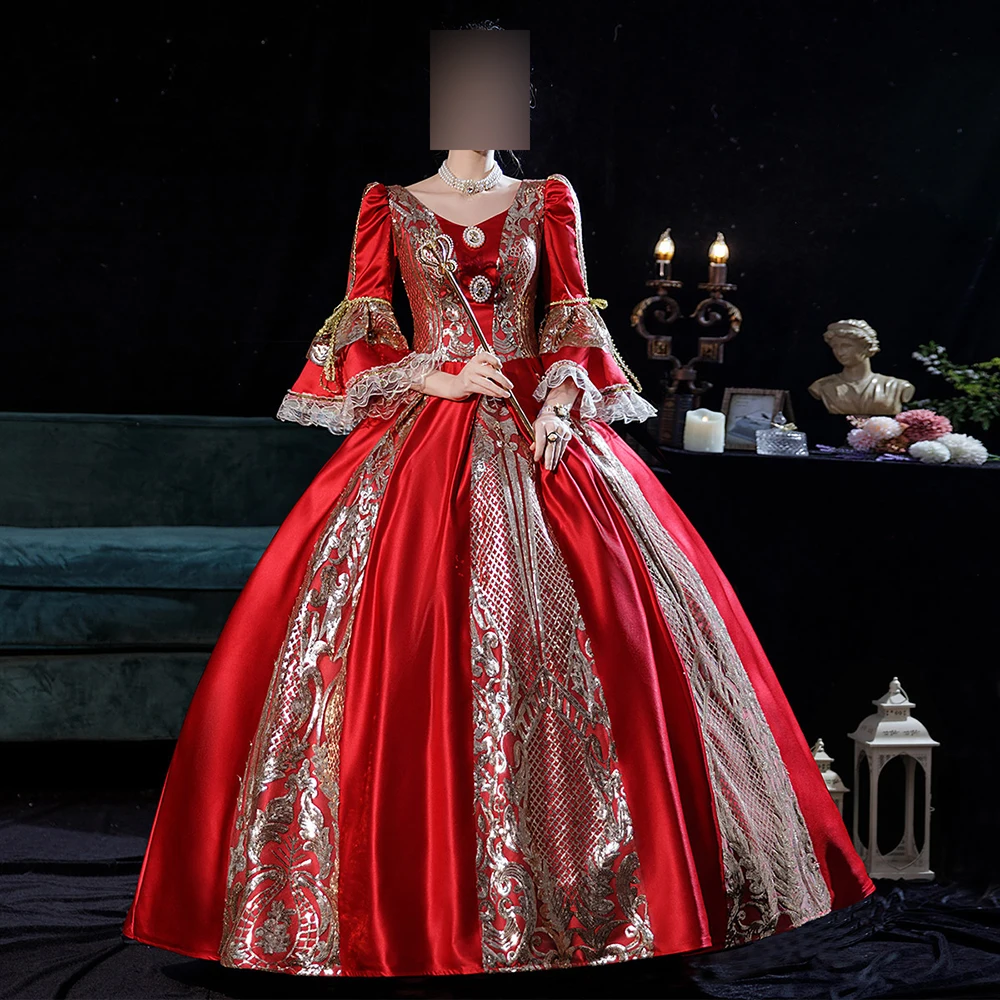 

Customized Ball Gown Court Medieval Marie Victorian Renaissance Masquerade Birthday Party Gowns Vestido De Noche Theater Parade
