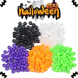 Halloween Acrylic Pony Beads 200-1200pcs Black Purple Orange Green Large Hole Spacer Loose Beads For Jewelry Making DIY Necklace