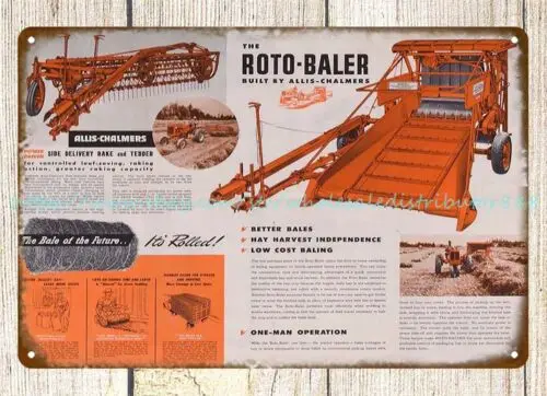 ALLIS-CHALMERS ROTO-BALER farm ranch equipment metal tin sign modern art prints