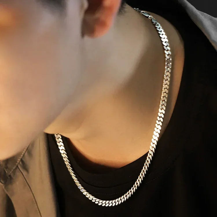 925 الاسترليني قلادة فضية للرجال النساء 16/18/20/22/24 بوصة الكلاسيكية 6 مللي متر سلسلة مجوهرات فاخرة هدايا الزفاف عيد الميلاد