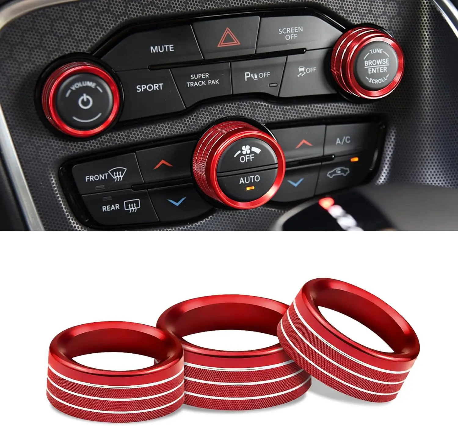 Car Air Conditioning Volume Radio Button Knob Cover For Dodge Challenger Charger RT SXT Scat Pack Hellcat 2015-2020 Accessories