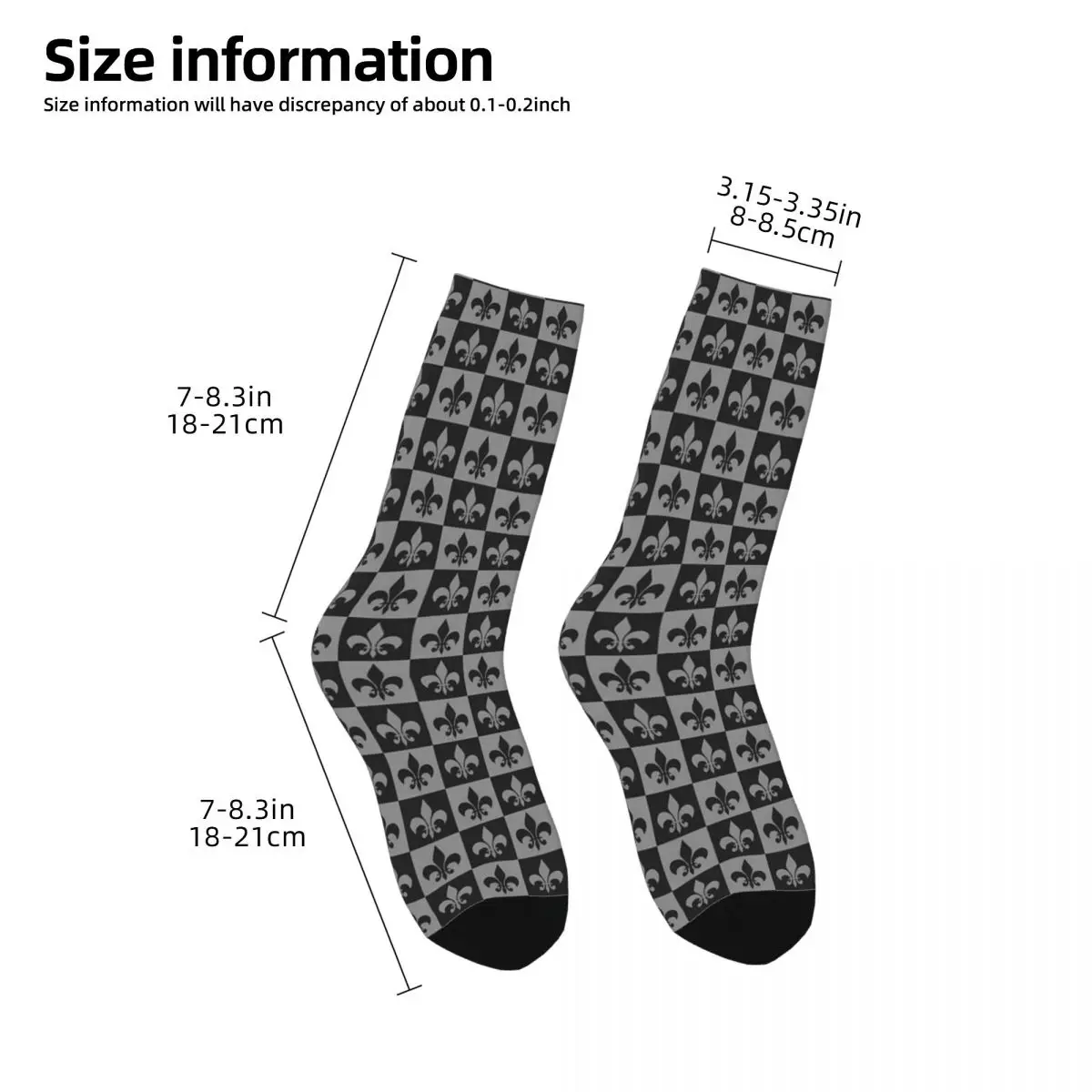 Funny Happy Sock for Men Black And Grey Harajuku Breathable Pattern Printed Crew Sock Casual Gift