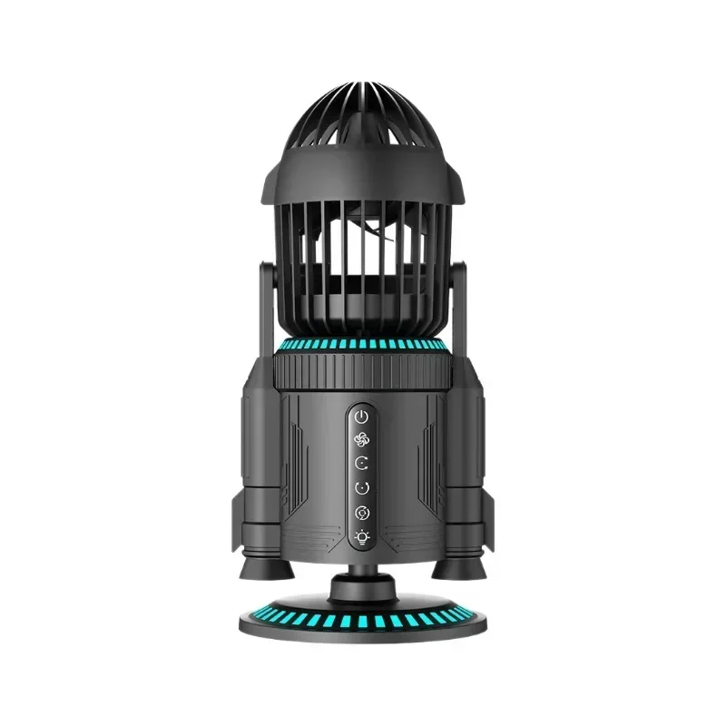 

Small and medium-sized rocket fan Office desktop dual-drive spray system RGB colorful silent fan