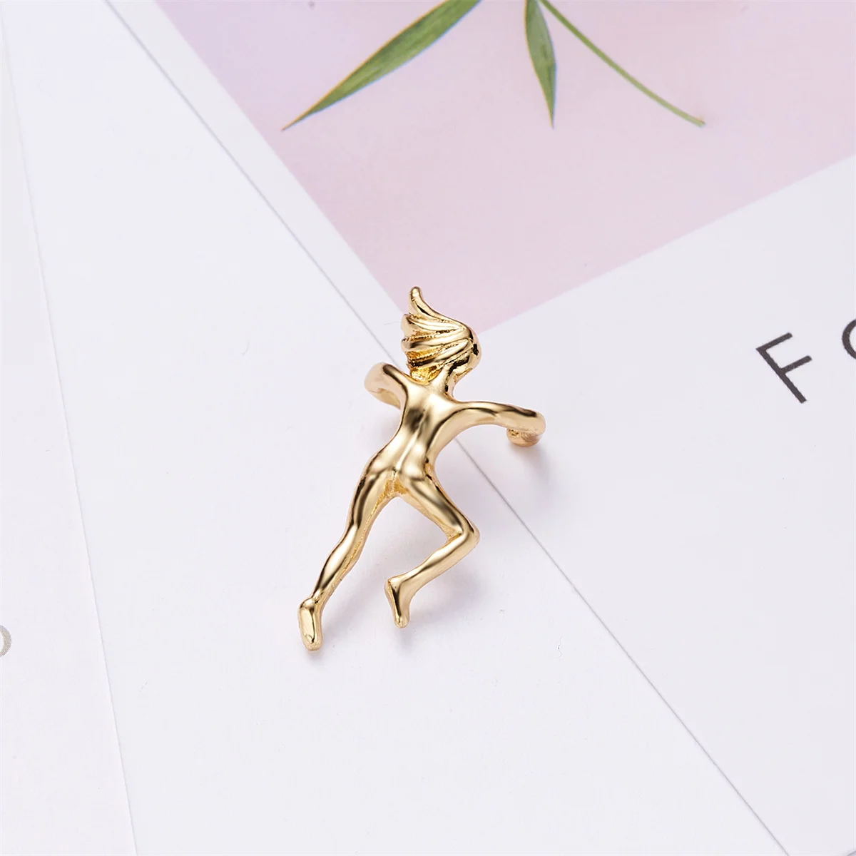 Figura Em Forma Brincos em Ouro e Prata Cor, Ear Clip, Escalada Climber, Ear Cuff, Não perfurado, brincos de cartilagem, 1pc