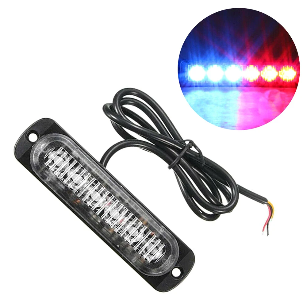 

6LED Red Blue Police Light Flasher Ambulance Flashing Light Bar Emergency Warning Lamp Side Maker Traffic Light 12-24V Car Light