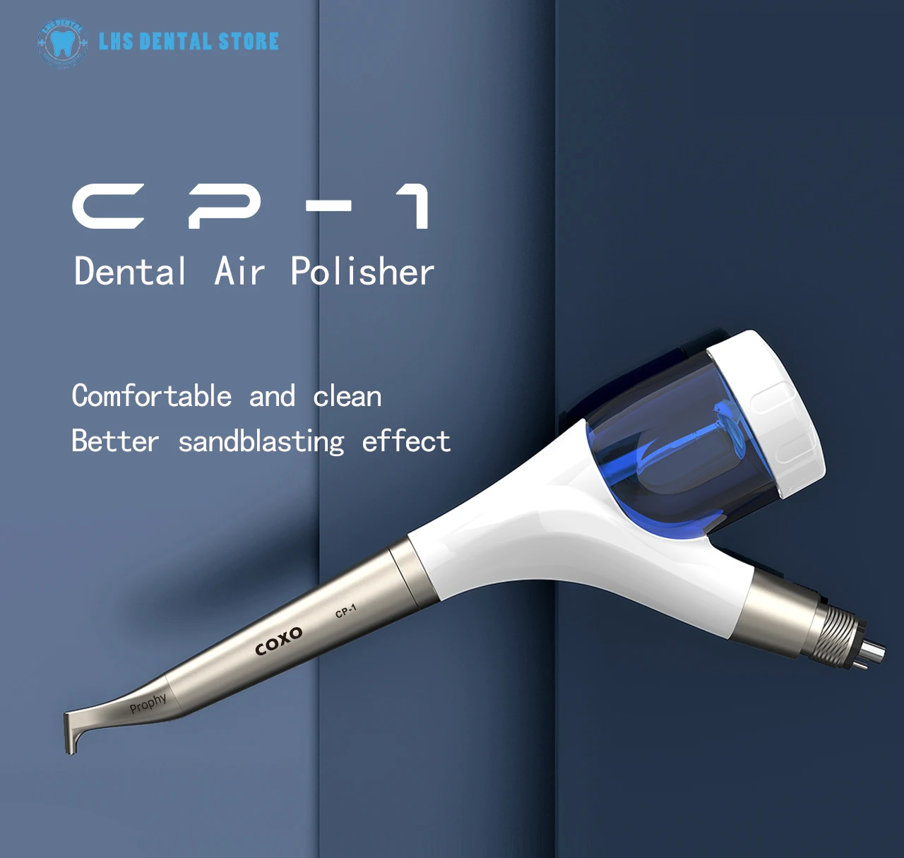 COXO Dental Air Polisher Dental Abrasive Sandblasting Machine Air Abrasion System with Spray 4 Hole CP-1 With 4 Powder