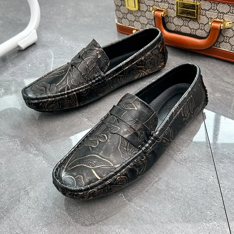 Big Size 38-48 Fashion Designer Shoes Luxus Loafers Men Leather Shoes for Men Tênis Masculino Fla Driving Shoes Free Shipping