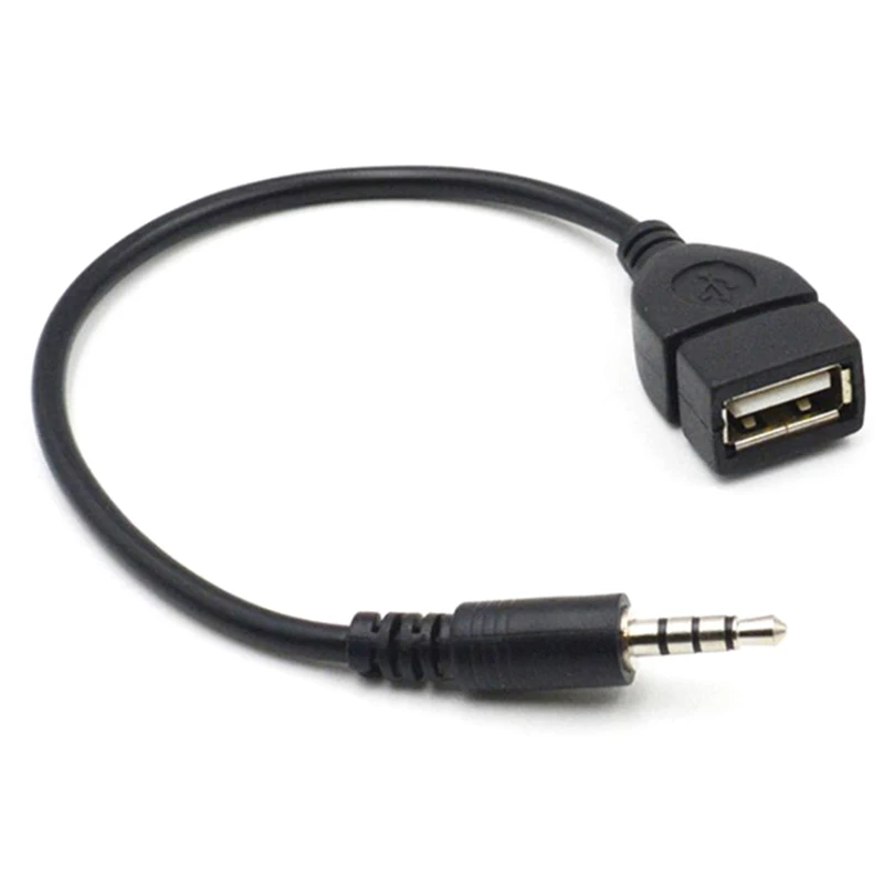 New Car MP3 Player Converter 3.5 mm Male AUX Audio Jack Plug To USB 2.0 Female Converter Cable Cord Adapte