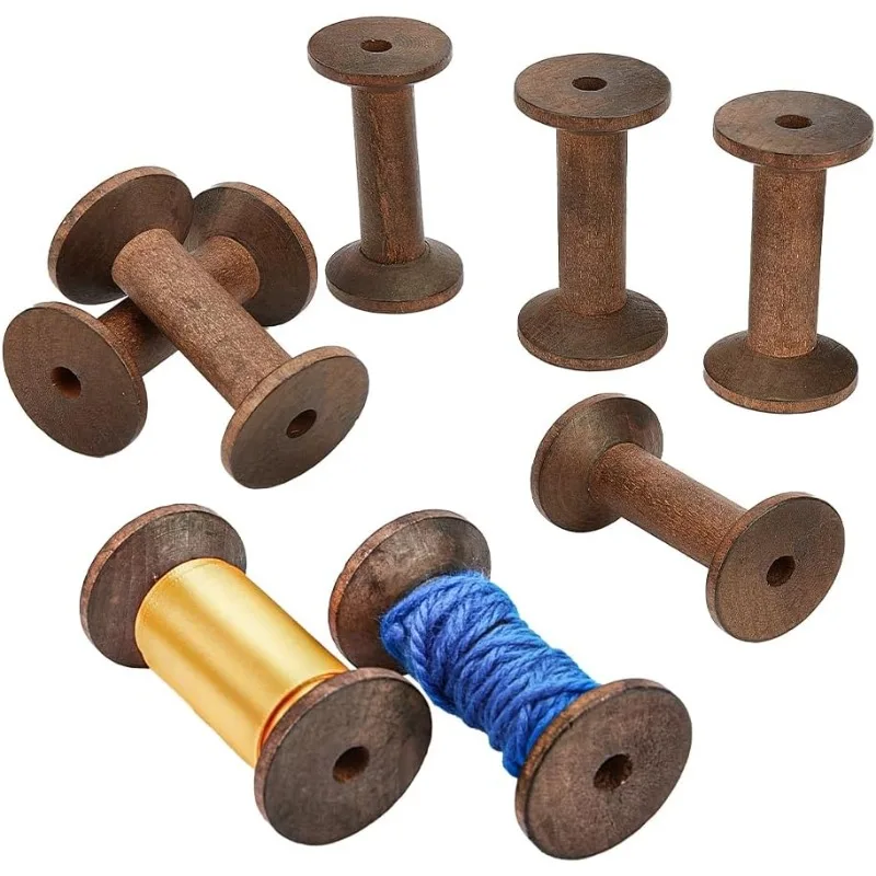 8pcs Wooden Spools 3.1 inch Sewing Bobbins Empty Embroidery Thread Spool Wire Weaving Bobbins for Embroidery Sewing