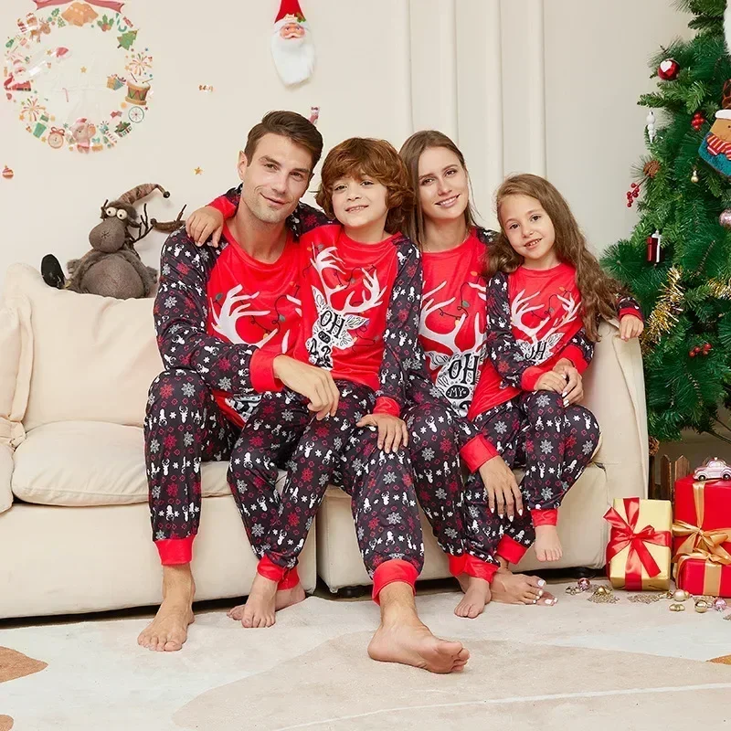 Xmas Family Clothes Bear Print Pajama Set Mother Daughter Father Son Dog Nightgown Pants Sleepwear Christmas Pajamas Family