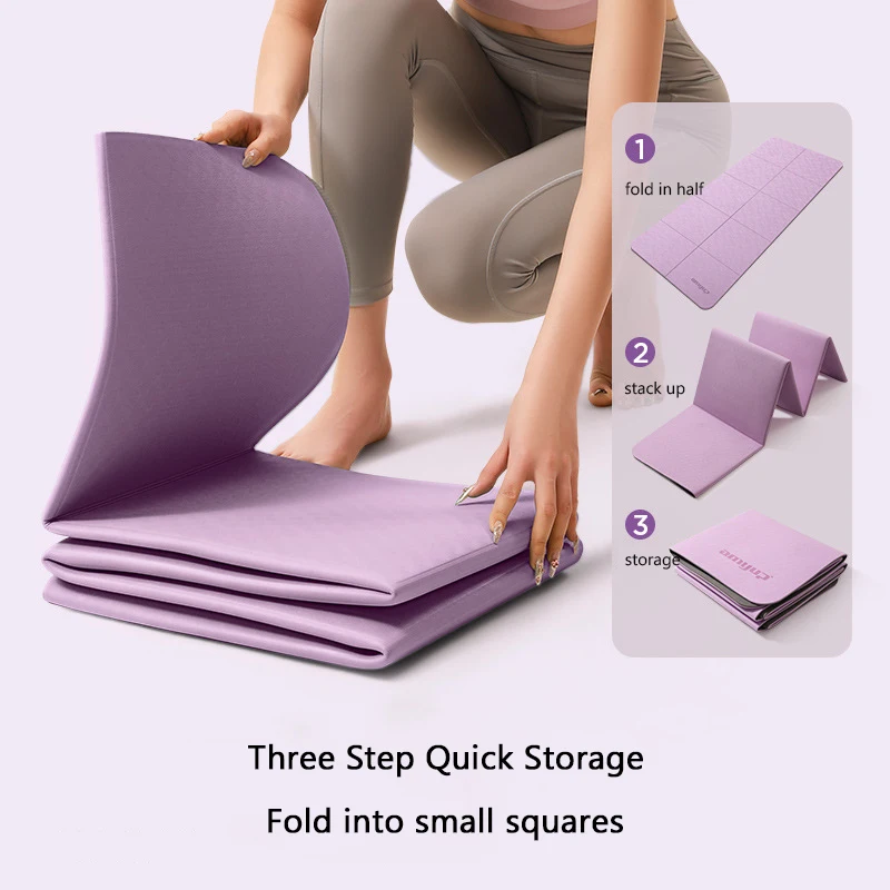 Foldable Yoga Mat, Portable Anti-Slip Home Fitness Mat, Shock-Absorbing and Silent, Student Dormitory Sleeping, Thick Mat