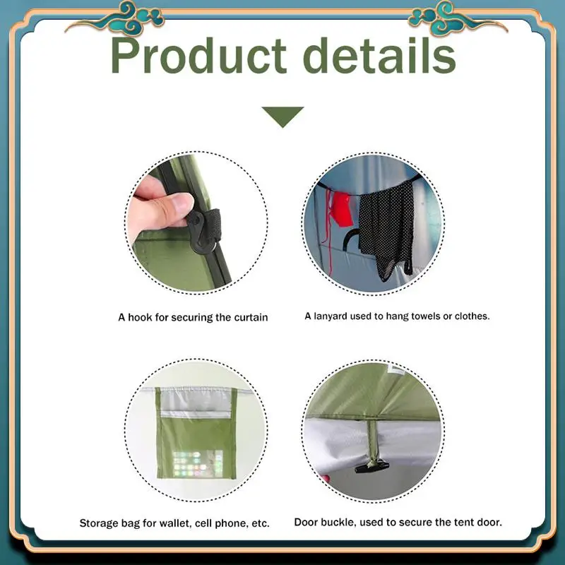 

Latest Portable 3 Windows Outdoor Camping Tent Shower Tent Simple Bath Cover Changing Fitting Room Tent Mobile Toilet