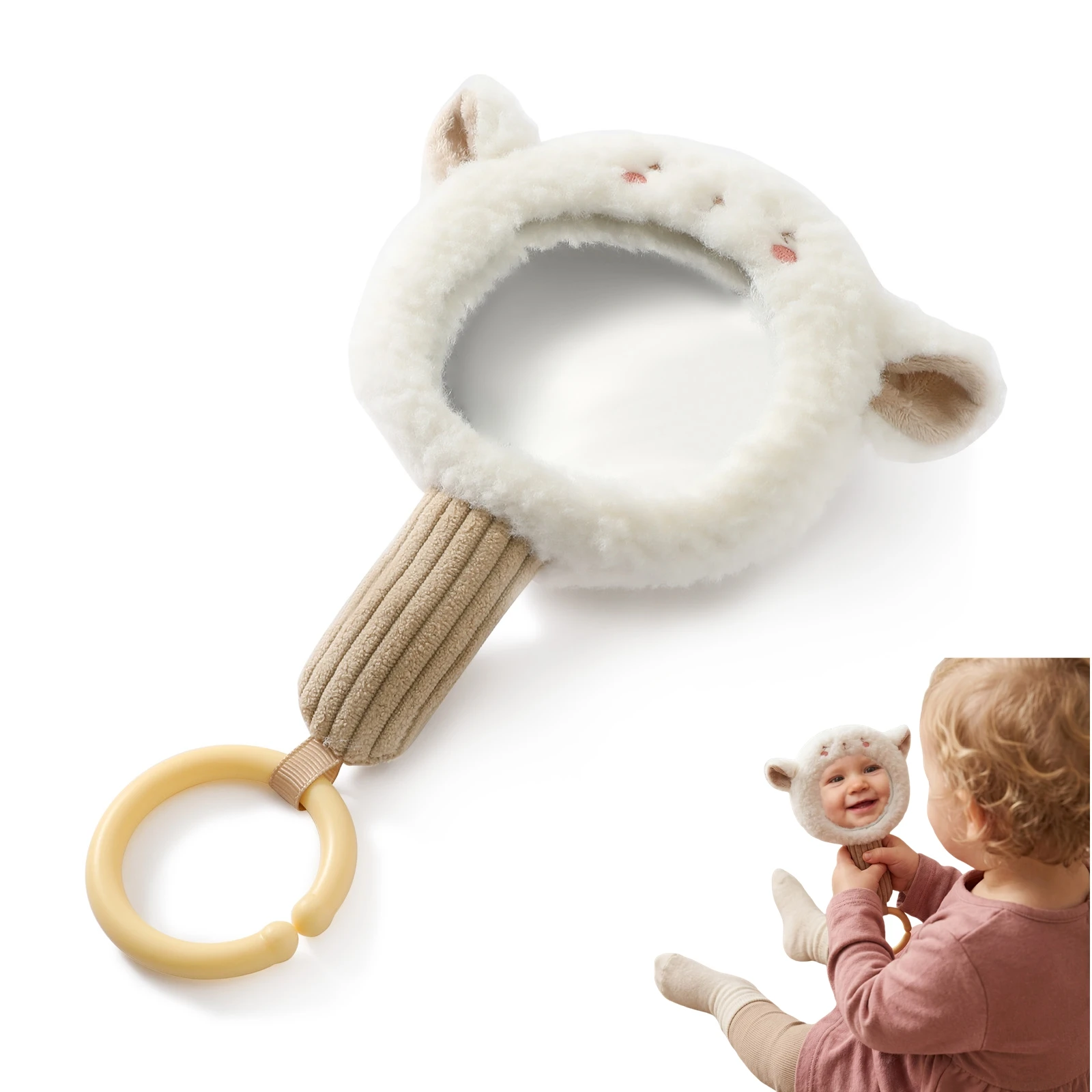 Montessori-inspired Mirror Multiple Animal Toy Soft Cotton Baby Toys for Tummy Time 6 12 Months Boys Girls Sensory Development