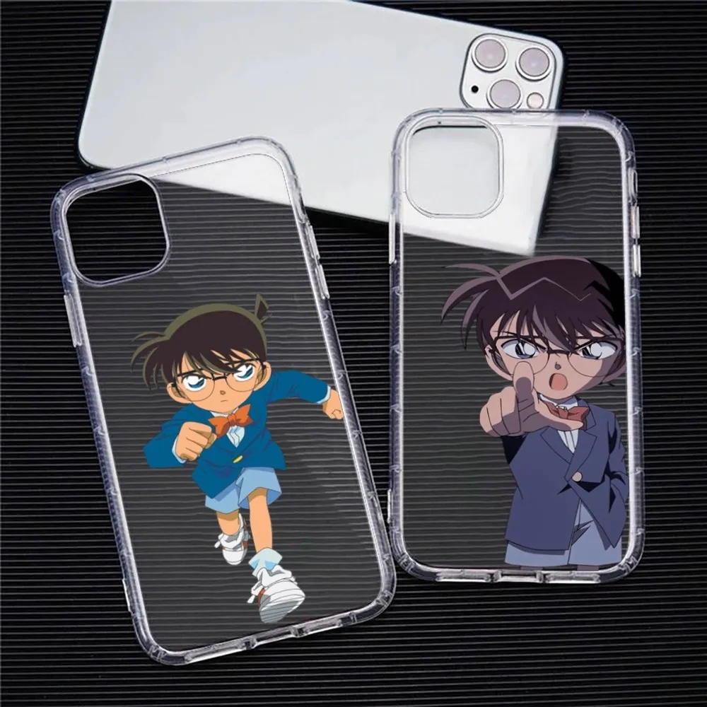 Funda de teléfono Anime Detective Conan para Iphone, 15, 11, 13, 14 Pro Max, 7, 8 Plus, X, Xr, Xs Max, Se2020, 12mini, cubierta transparente