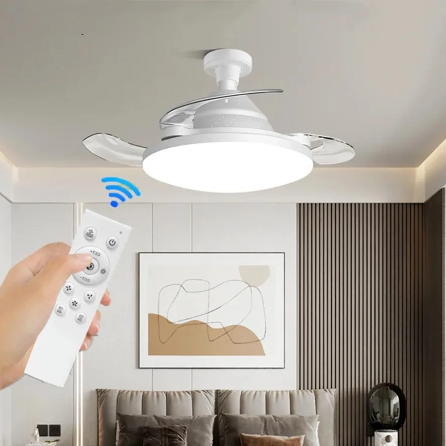 

Новый E27 бесшумный потолочный вентилятор с невидимым телескопическим лезвием, вентиляторы с циркуляцией воздуха, бесшумный пульт дистанционного управления с затемнением, домашние вентиляторы для спальни