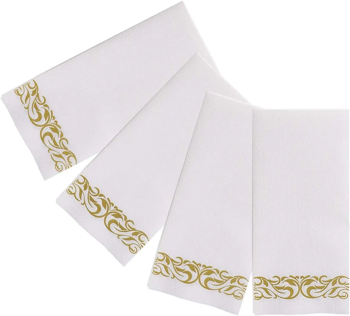 100/50 Disposable Hand Towels Soft and Absorbent Linen-Feel Paper Guest Tissue-Decorative Napkins for Weddings and Parties