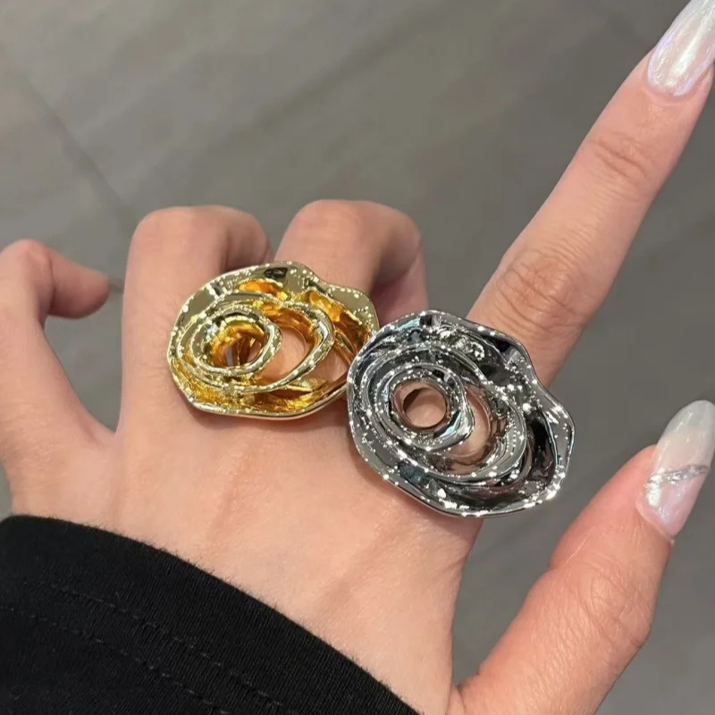 

European and American Fashion Metal Ring Personality Exaggerated Opening Ring Women's Daily Wear Jewelry