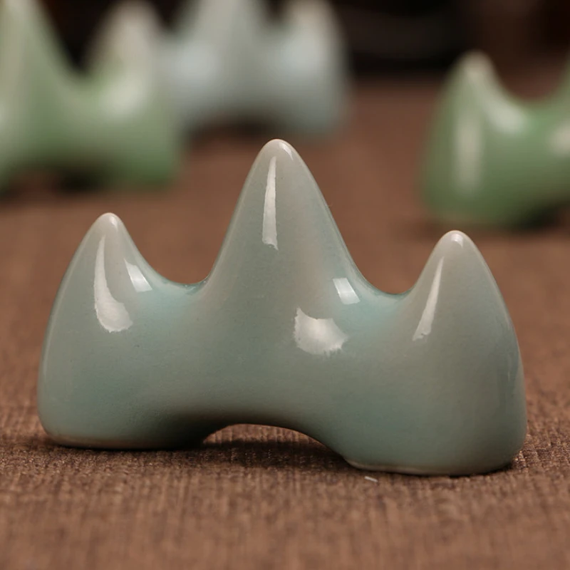 4pcs Pen Holder Celadon Brush Rest Pen Hill Ceramic Brush Holder Chinese Calligraphy Painting Supplies Stationery Desk Ornament
